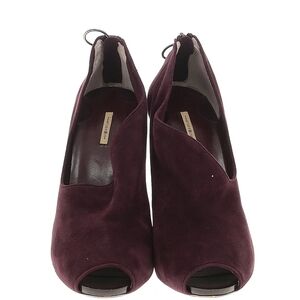 Max Studio Burgundy Suede Peep Toe Pumps Heels 100% Leather Size 9M